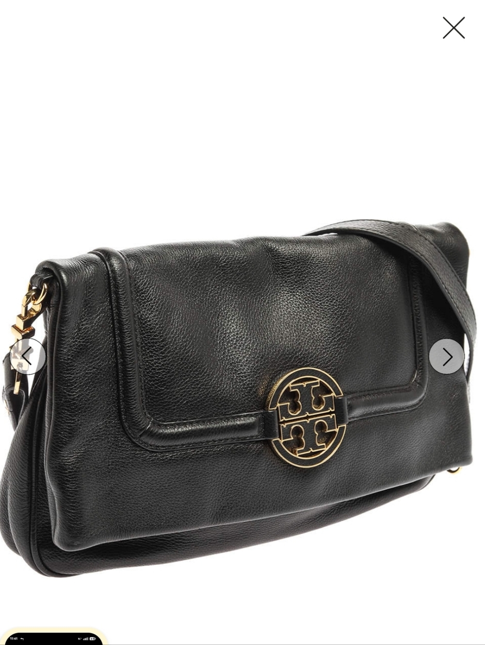 Tory Burch Black Leather Amanda Foldover Crossbody Bag